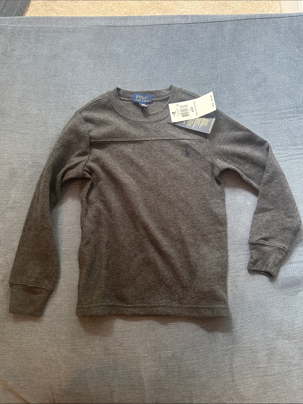 NWT Polo by Ralph Lauren Boys Long Sleeve Crewneck Shirt - Charcoal